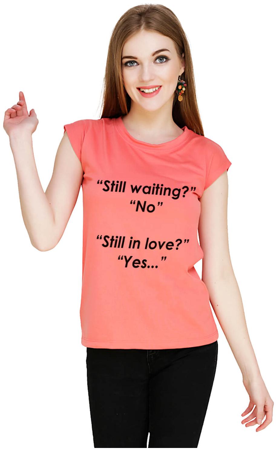 

baluchi Women Orange Regular fit Round neck Cotton Polyester T shirt