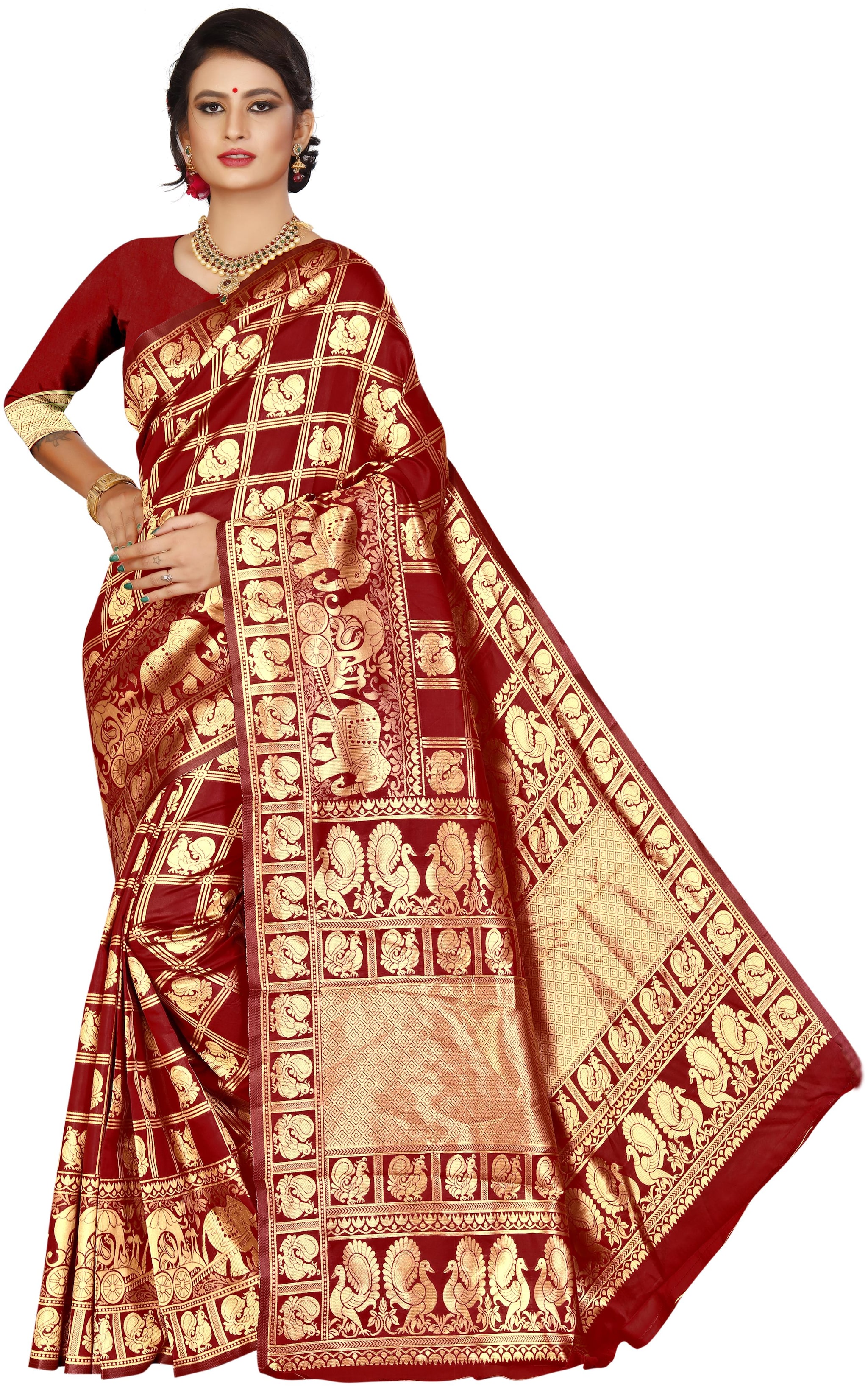 

Fashion Reloader Women Silk Maroon Saree With Blouse
