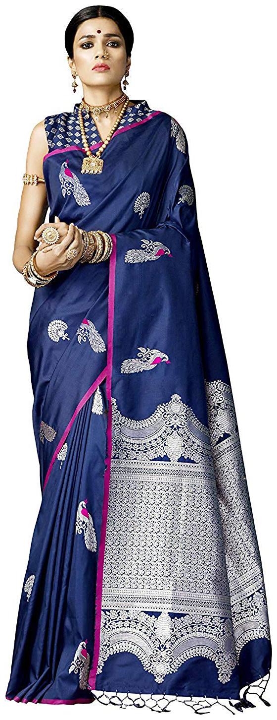 

Banarasi Silk Jari work Saree-Blue