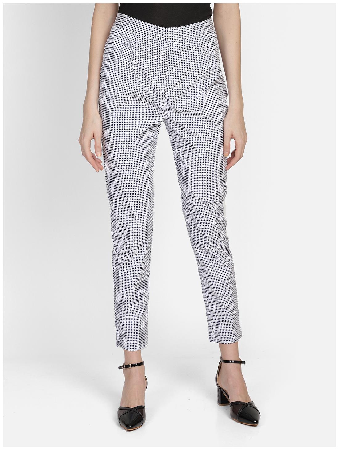 

Bani Women Cotton Slim Fit Printed Cigarette Pant For Women (White)