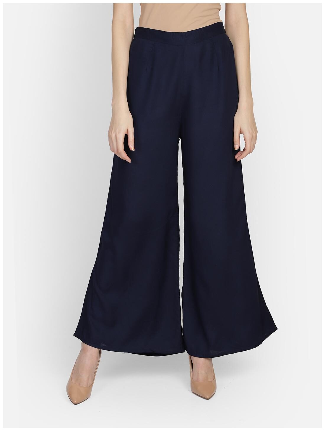 

Bani Women Navy Blue Solid Flared Palazzo