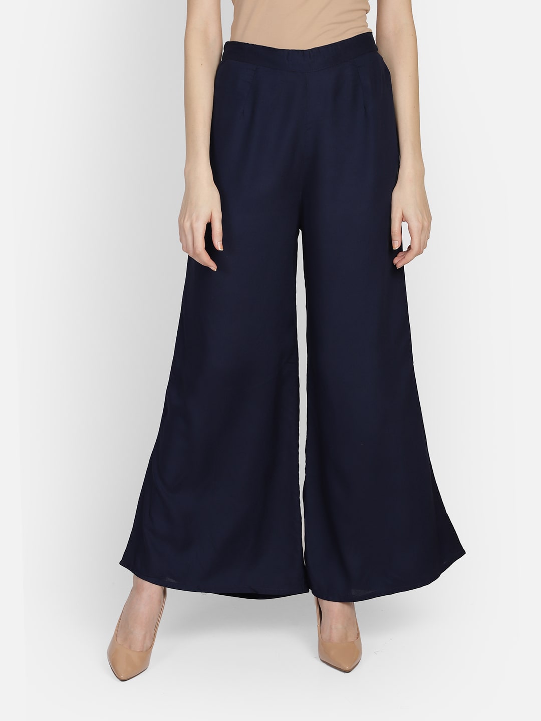 

Bani Women Navy Blue Solid Flared Palazzo