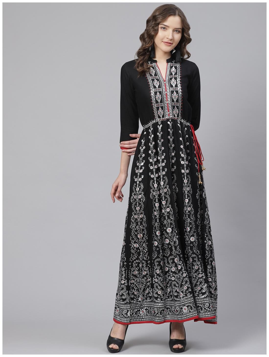

Bani Women Viscose Rayon Printed Stitched Dress Gown For Women (Black)