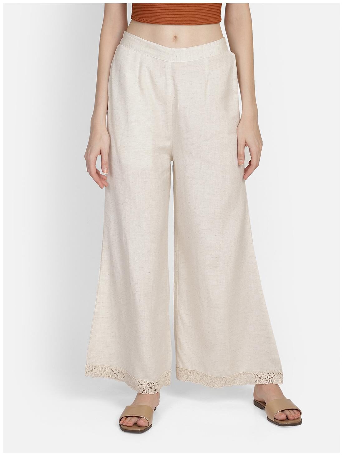 

Bani Women Cream Solid Flared Palazzo