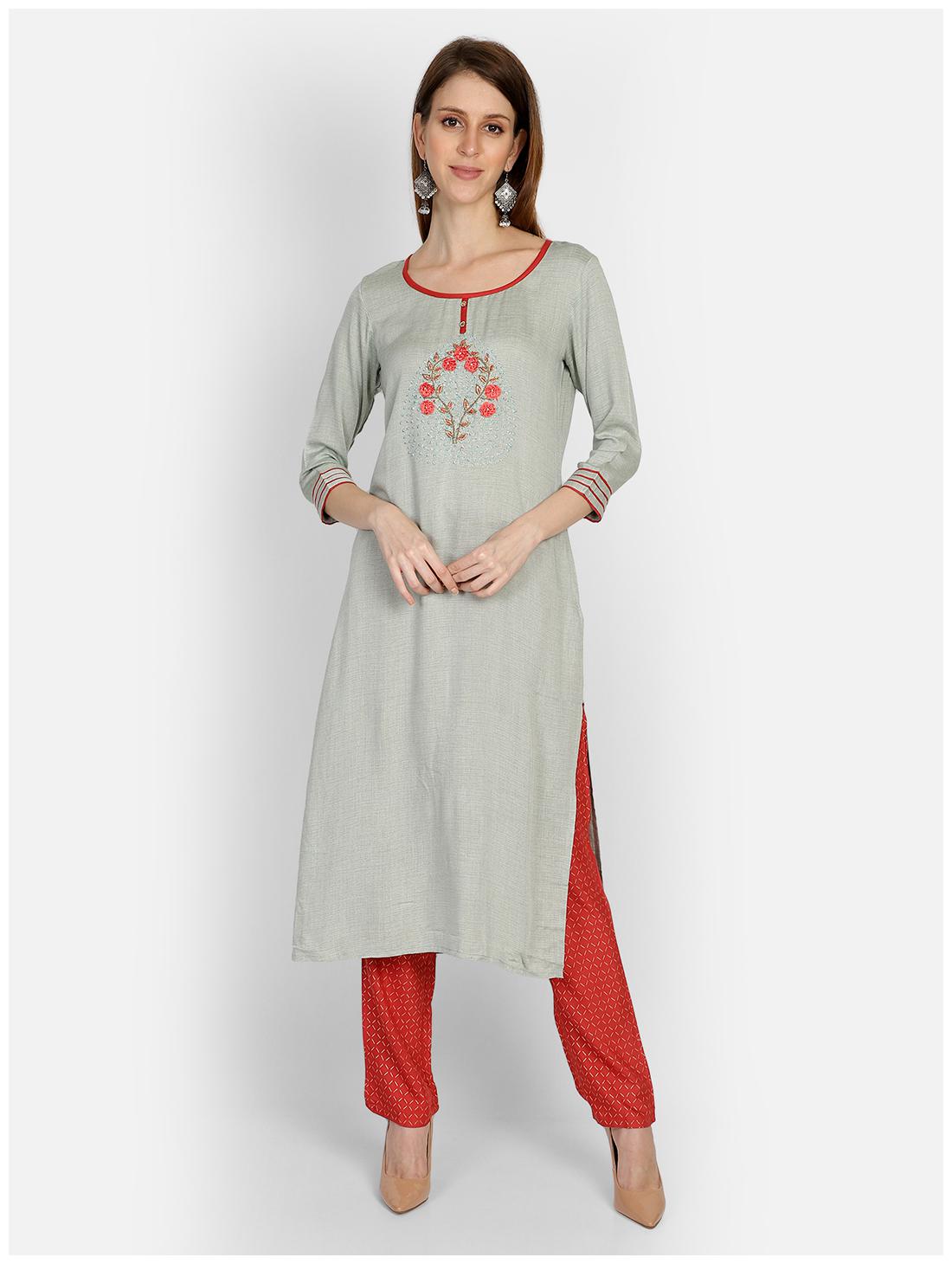 

Bani Women Women Green Floral Straight Kurta With Pants