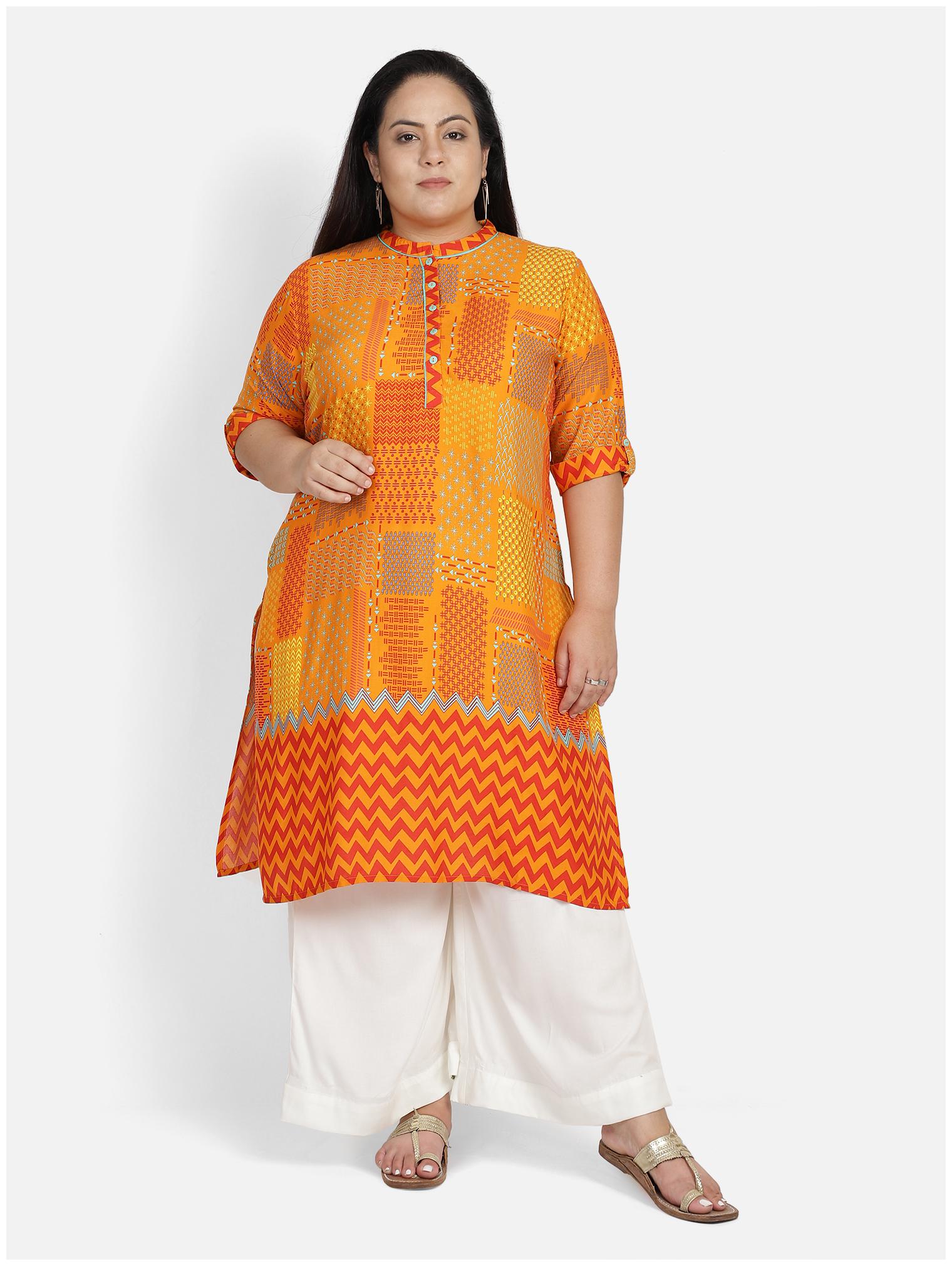 

Bani Women Women Orange Geometric Straight Kurti