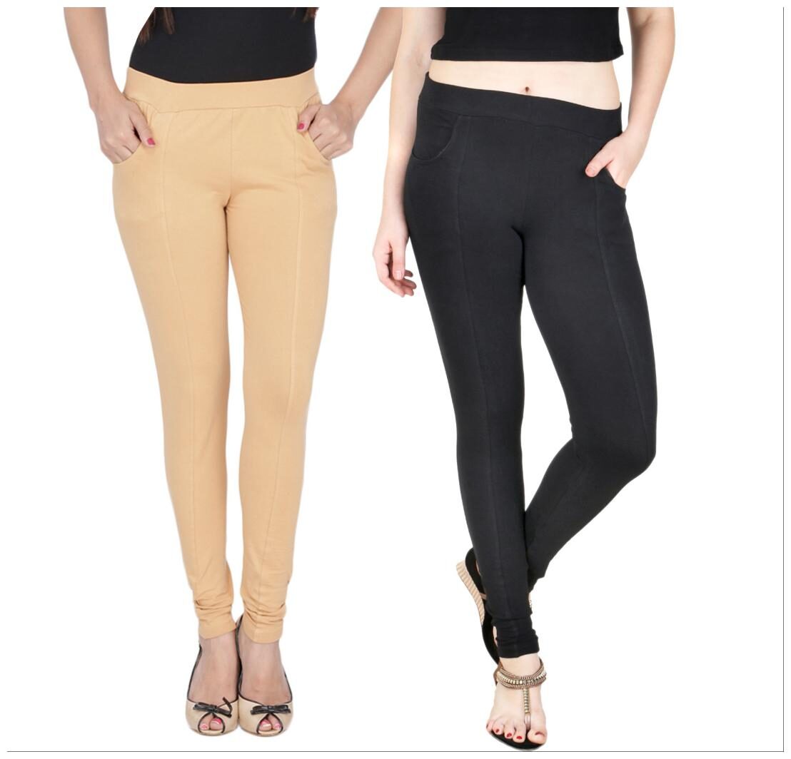 

Baremoda Women Black Beige Skinny fit Jegging