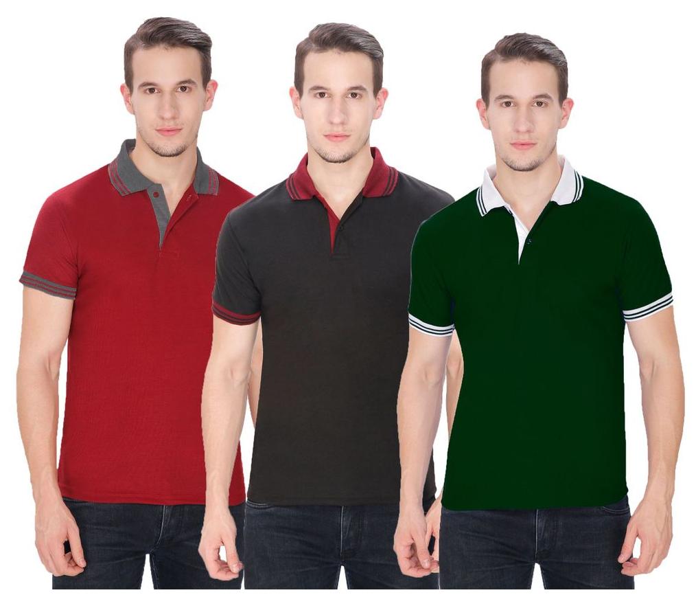 

Baremoda Men Multi Regular fit Cotton Polo collar T-Shirt - Pack Of 3