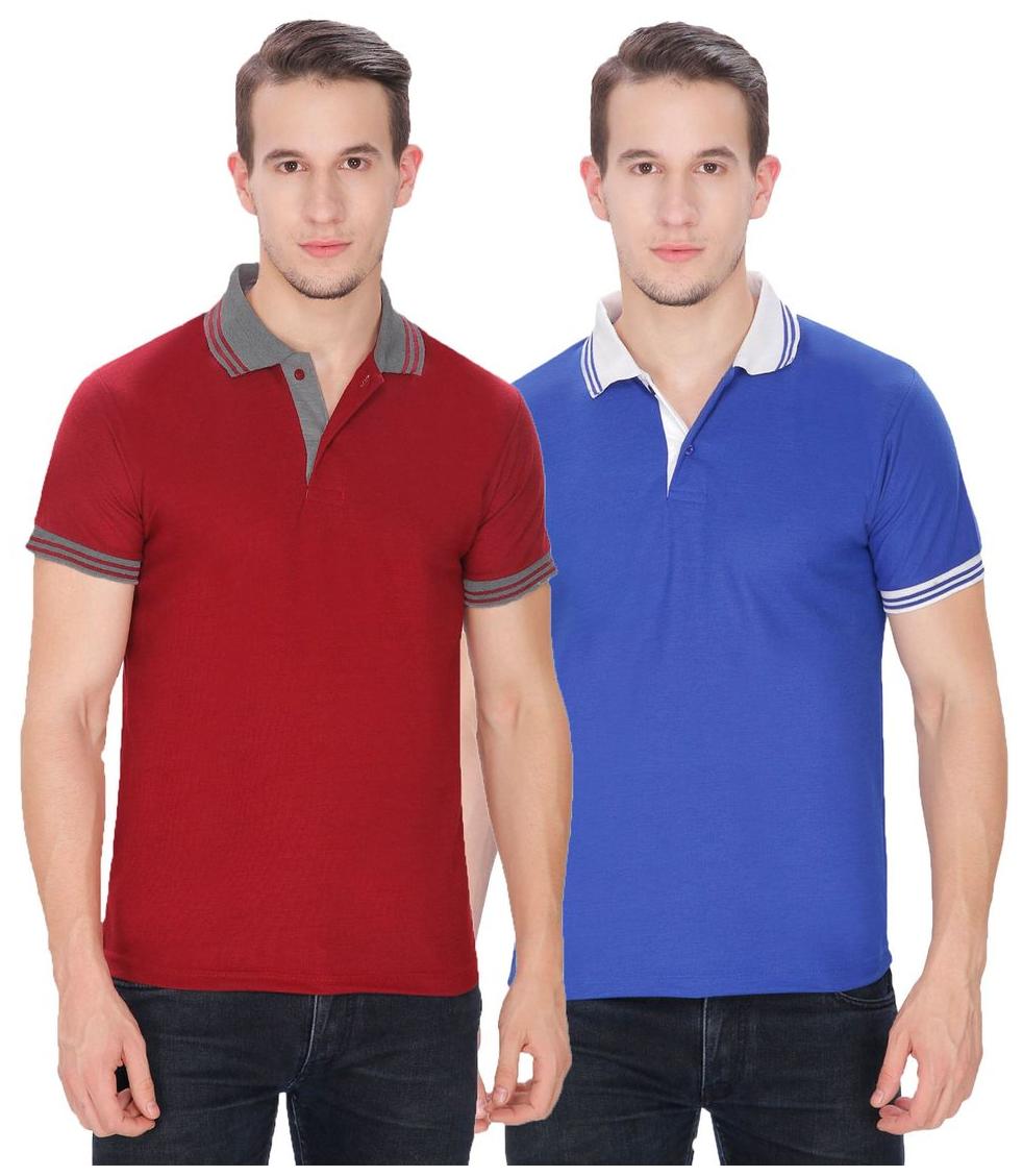 

Baremoda Men s Polo T Shirt Maroon Blue Combo Pack of 2