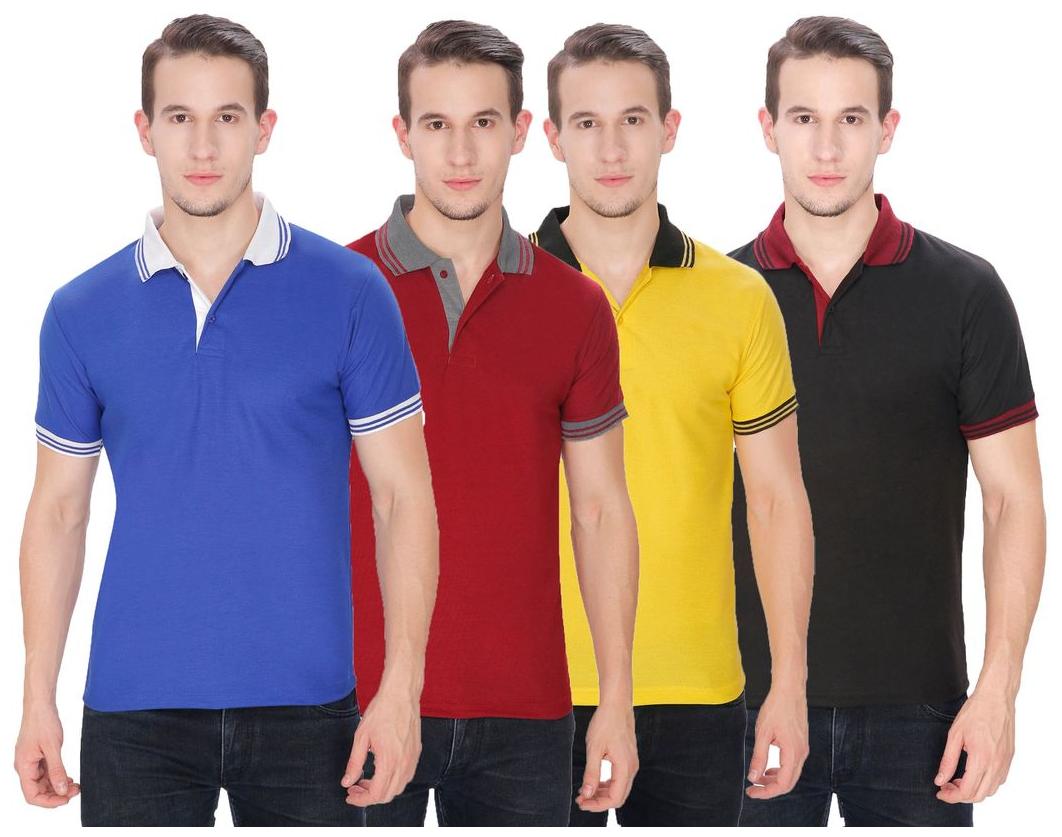 

Baremoda Men s Polo T Shirt Blue Maroon Yellow Black Combo Pack of 4
