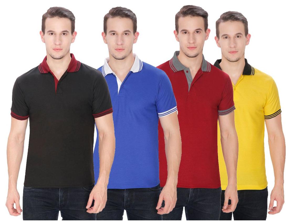 

Baremoda Men Multi Regular fit Cotton Polo collar T-Shirt - Pack Of 4