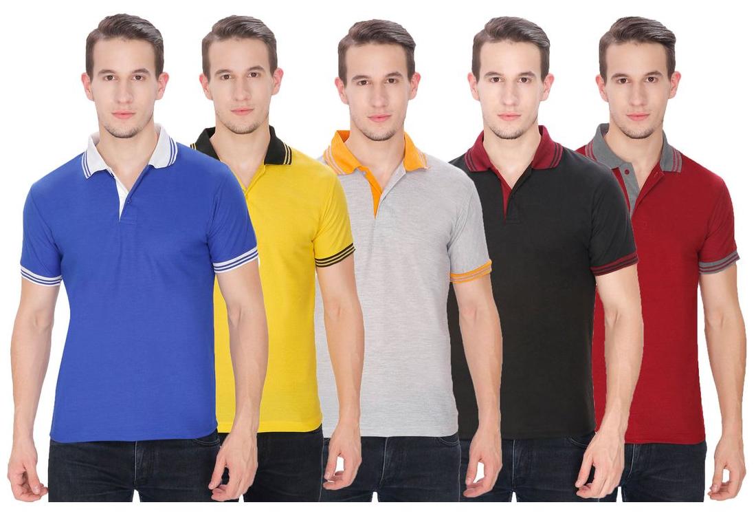 

Baremoda Men s Polo T Shirt Blue Yellow Black Grey And Maroon Combo Pack of 5