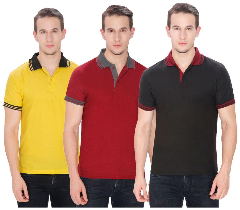 

Baremoda Men Multi Regular fit Cotton Polo collar T-Shirt - Pack Of 1