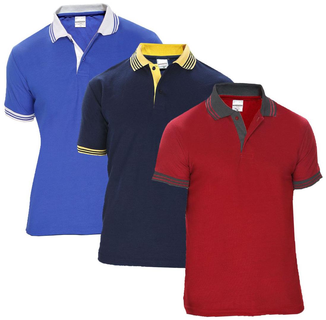 

Baremoda Men Multi Regular fit Cotton Polo collar T-Shirt - Pack Of 3