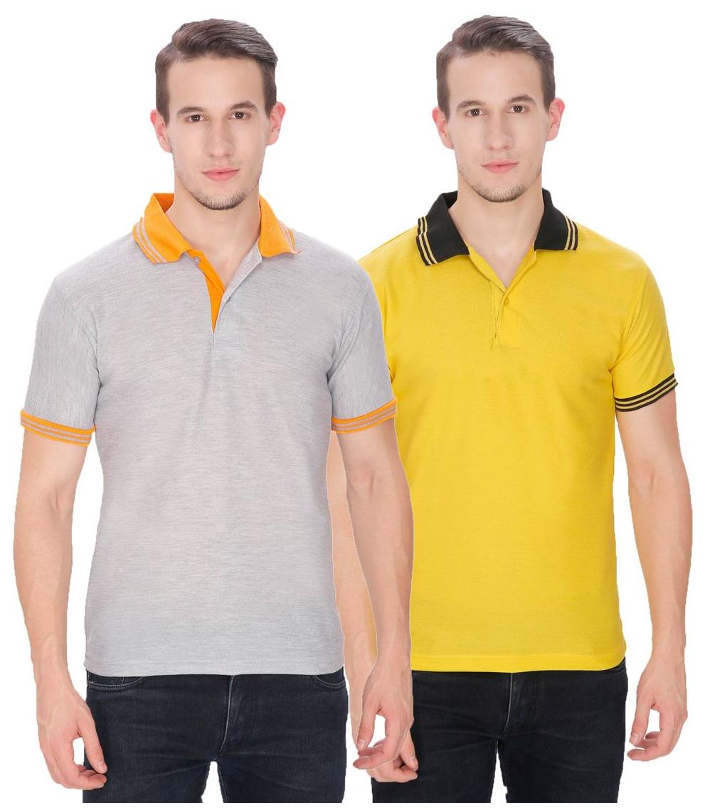 

Baremoda Men Grey Regular fit Cotton Polo collar T-Shirt - Pack Of 2