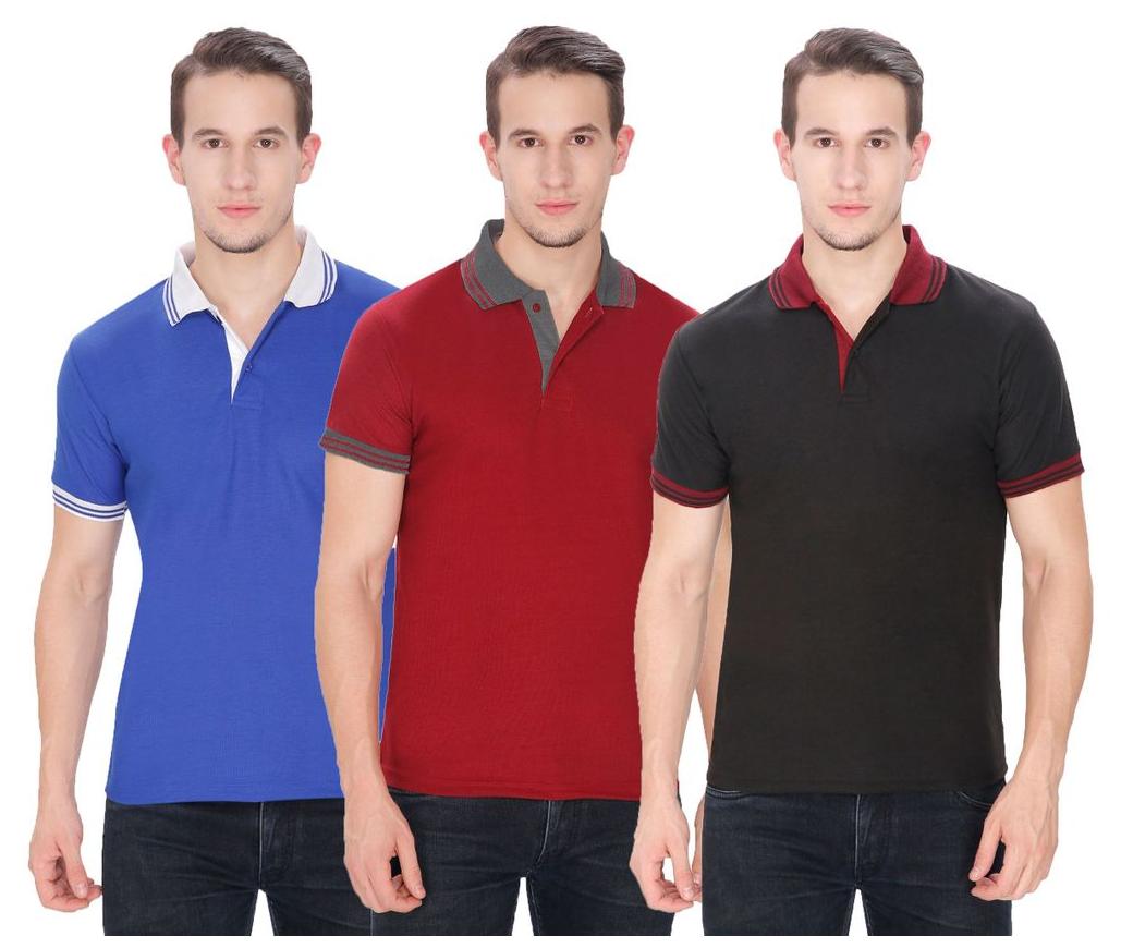 

Baremoda Men Multi Regular fit Cotton Polo collar T-Shirt - Pack Of 3