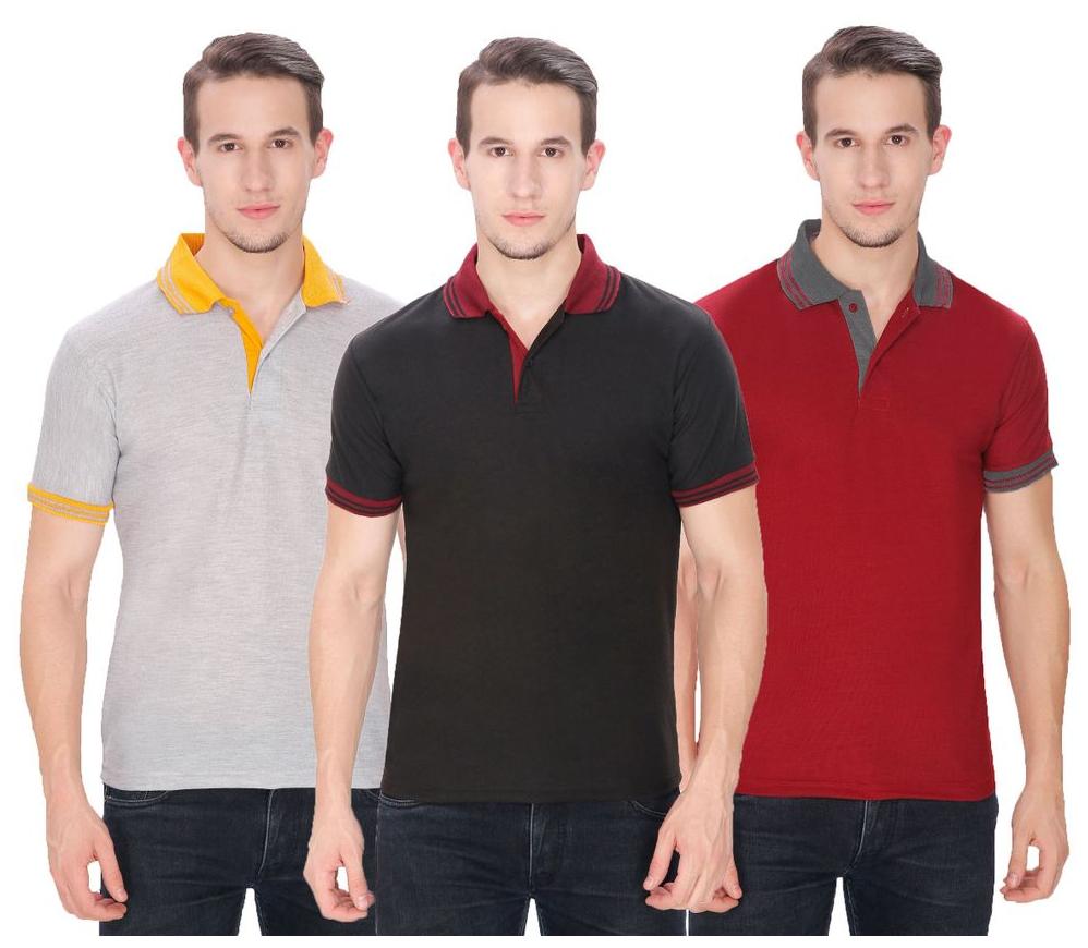

Baremoda Men s Polo T Shirt Black Maroon Grey Combo Pack of 3
