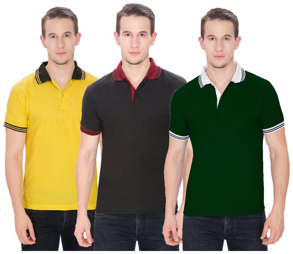 

Baremoda Men Multi Regular fit Cotton Polo collar T-Shirt - Pack Of 3
