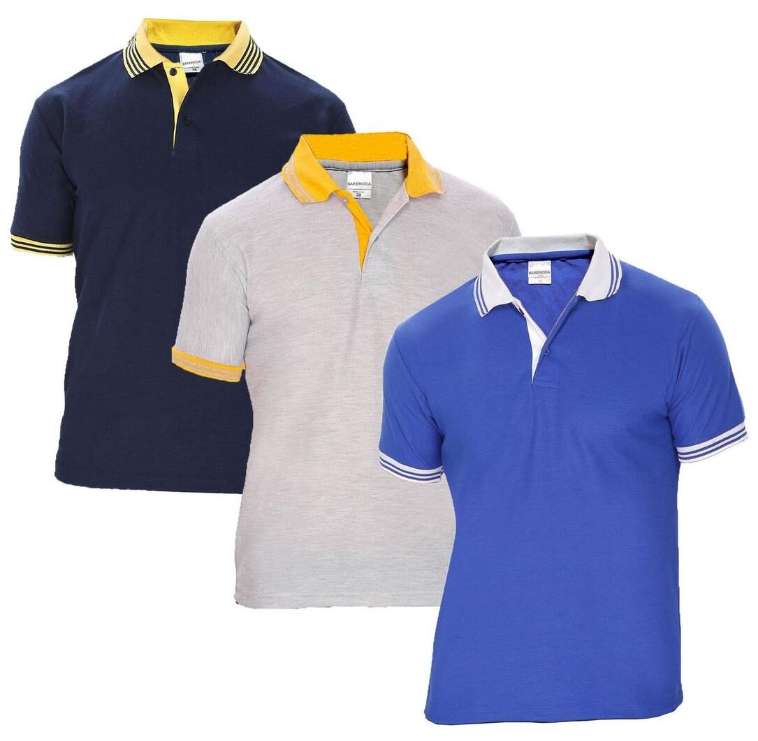 

Baremoda Men Multi Regular fit Cotton Polo collar T-Shirt - Pack Of 3