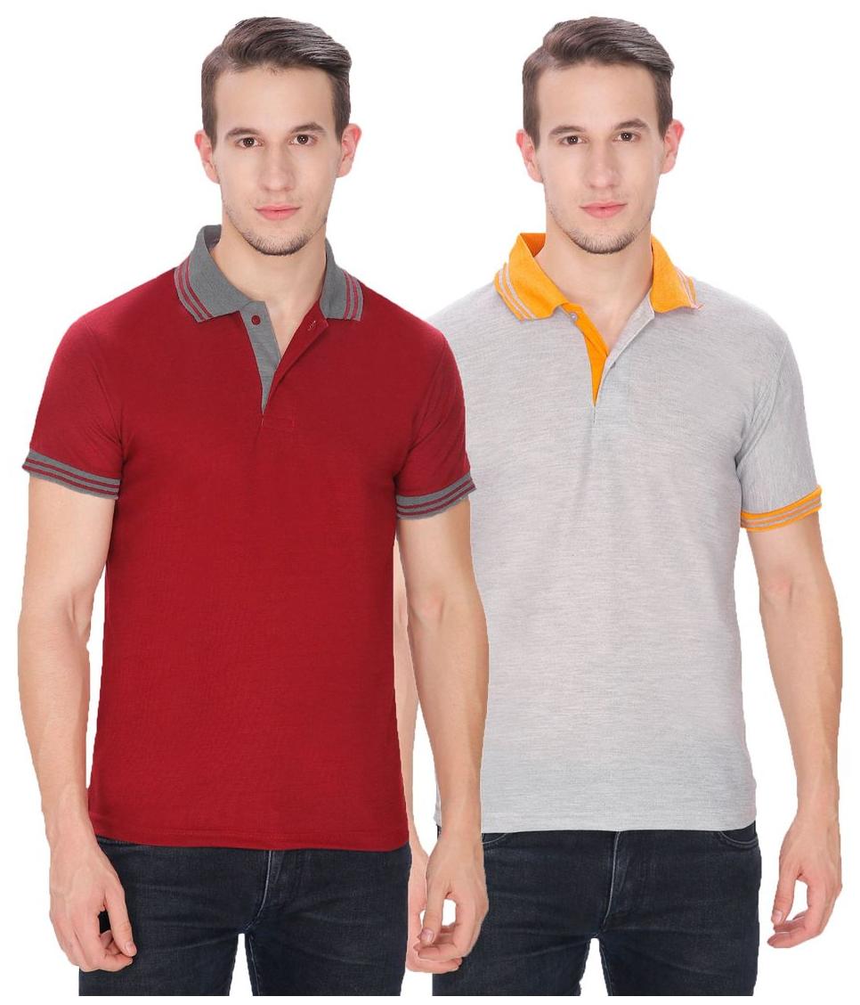 

Baremoda Men Red Regular fit Cotton Polo collar T-Shirt - Pack Of 2