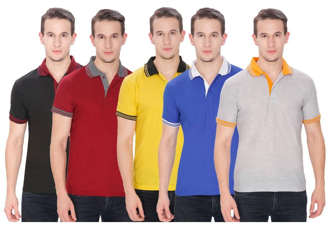 

Baremoda Men Multi Regular fit Cotton Polo collar T-Shirt - Pack Of 5
