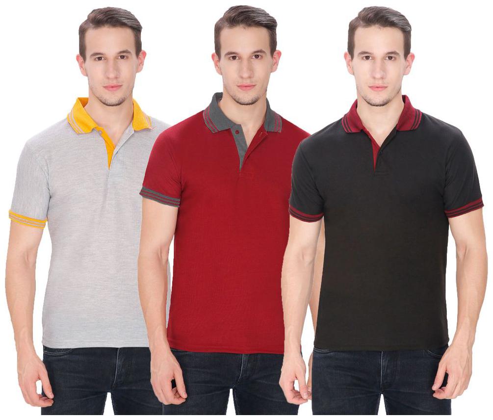 

Baremoda Men Multi Regular fit Cotton Polo collar T-Shirt - Pack Of 1