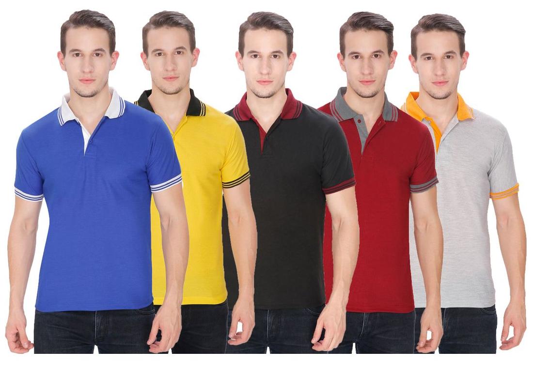 

Baremoda Men Multi Regular fit Cotton Polo collar T-Shirt - Pack Of 5