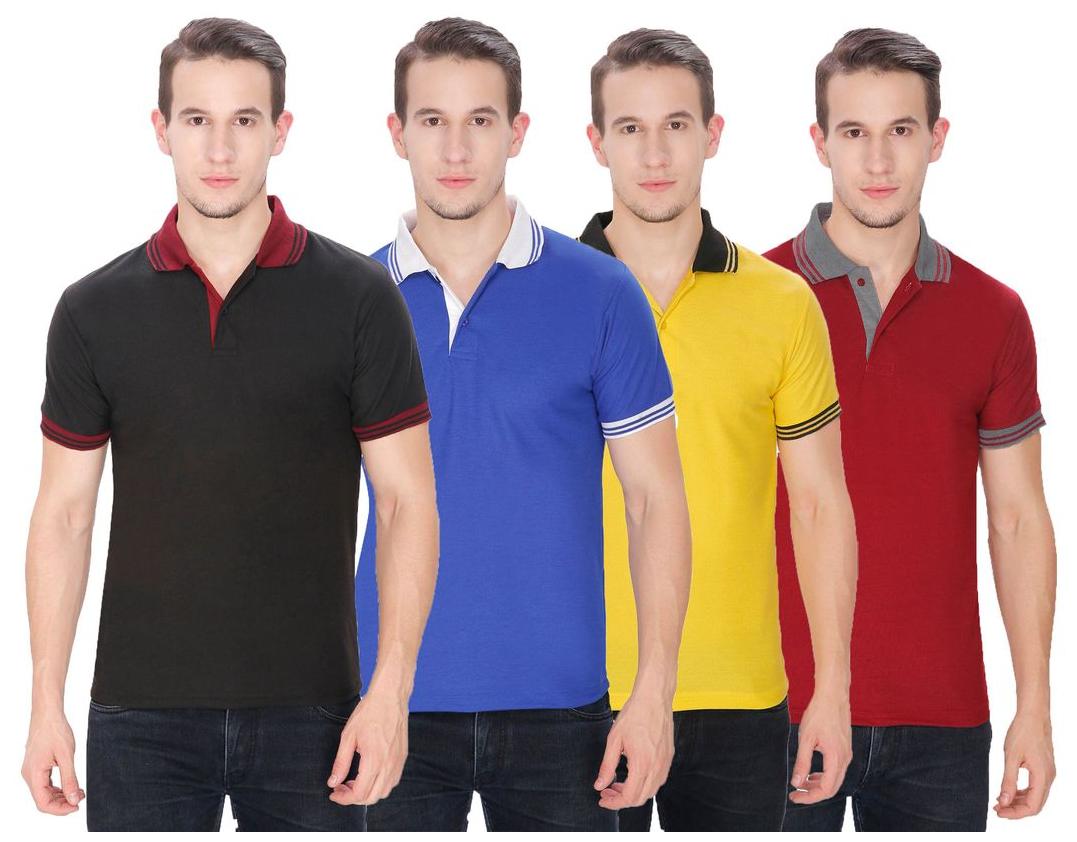 

Baremoda Men Multi Regular fit Cotton Polo collar T-Shirt - Pack Of 4