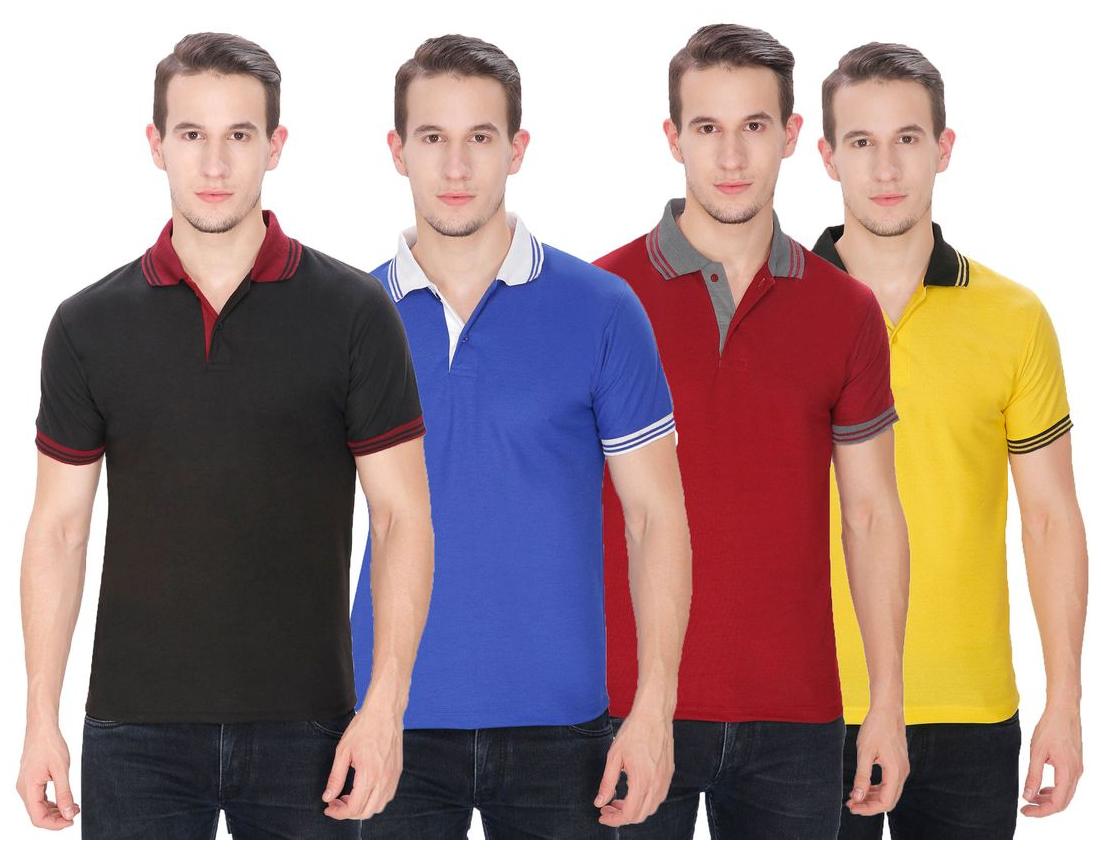 

Baremoda Men Multi Regular fit Cotton Polo collar T-Shirt - Pack Of 4