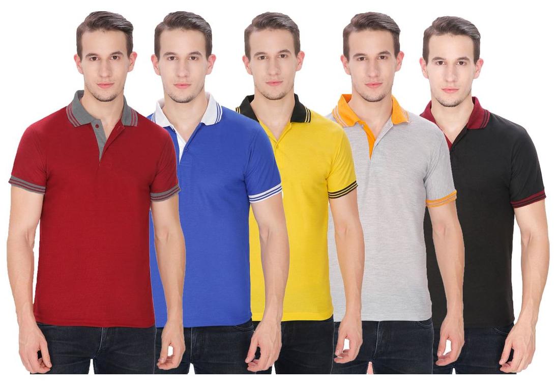 

Baremoda Men Multi Regular fit Cotton Polo collar T-Shirt - Pack Of 5