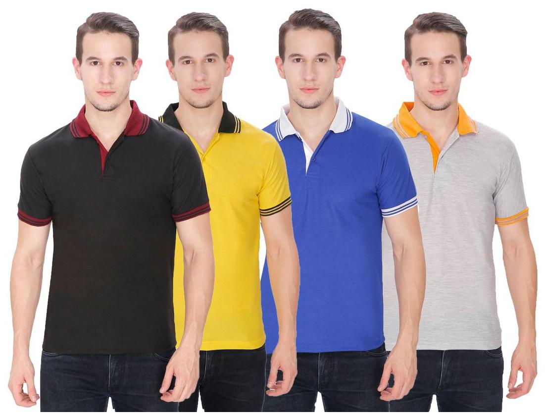 

Baremoda Men Black Regular fit Cotton Polo collar T-Shirt - Pack Of 4