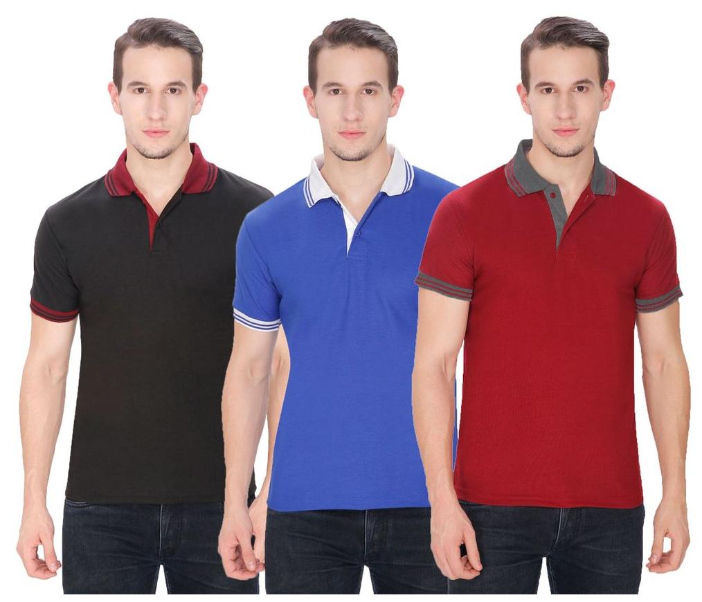 

Baremoda Men s Polo T Shirt Black Blue Maroon Combo Pack of 3
