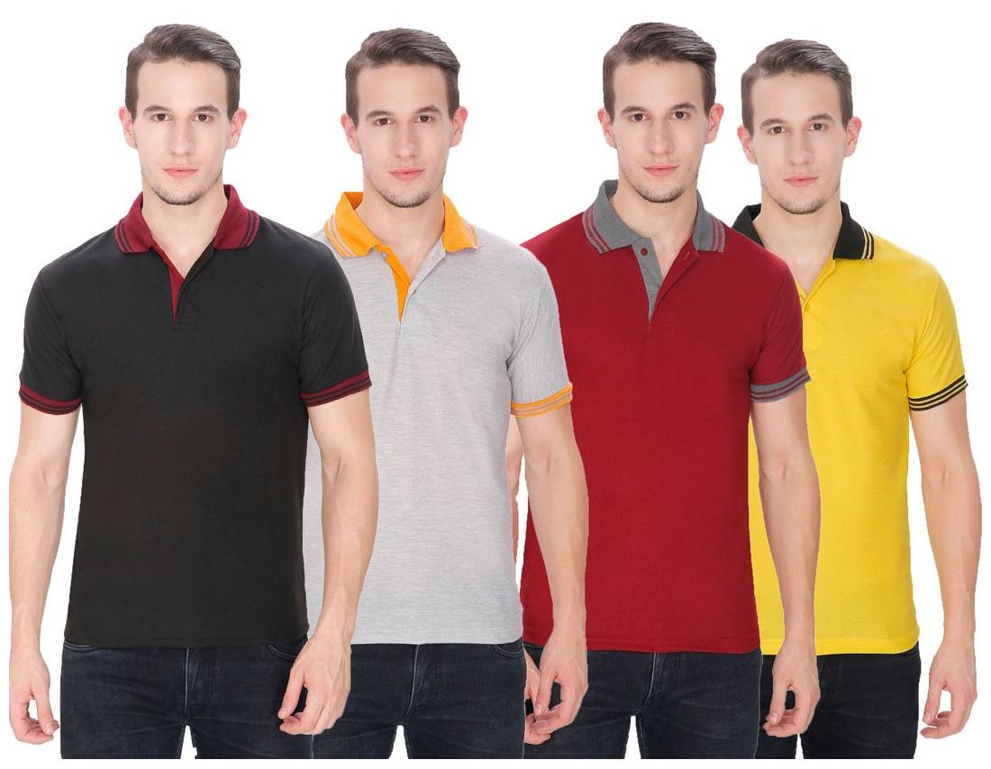 

Baremoda Men Black Regular fit Cotton Polo collar T-Shirt - Pack Of 4