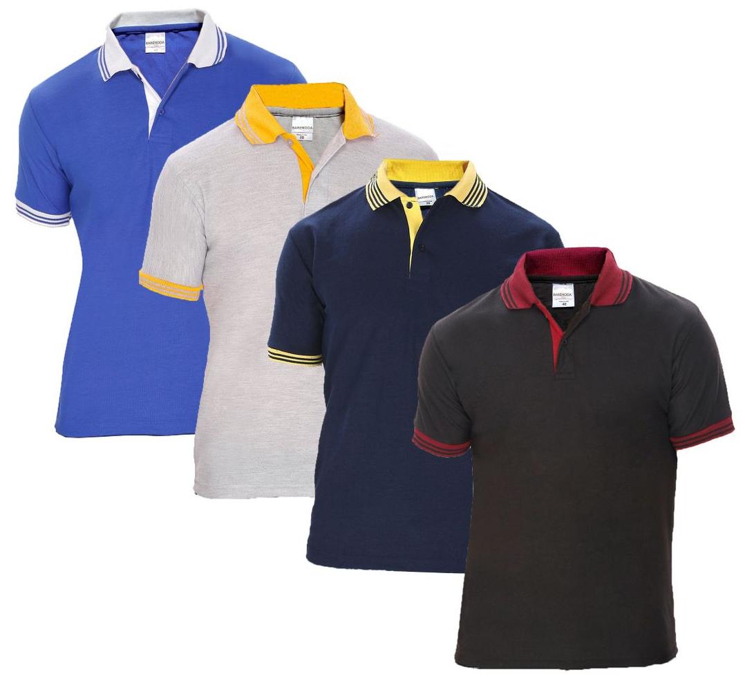 

Baremoda Men Multi Regular fit Cotton Polo collar T-Shirt - Pack Of 4