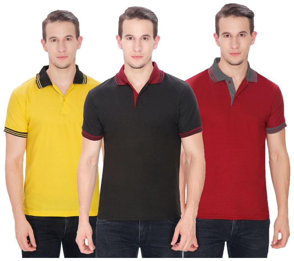 

Baremoda Men Multi Regular fit Cotton Polo collar T-Shirt - Pack Of 3