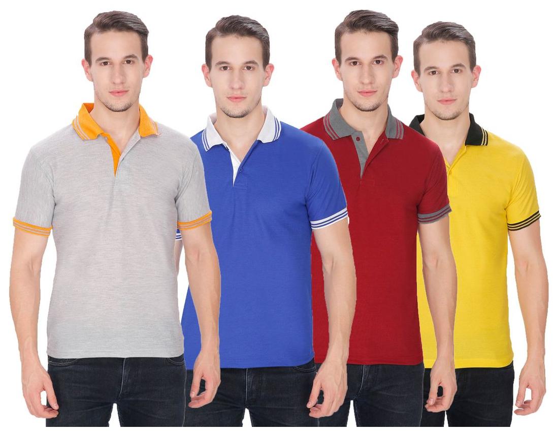 

Baremoda Men Blue Regular fit Cotton Round neck T-Shirt - Pack Of 4