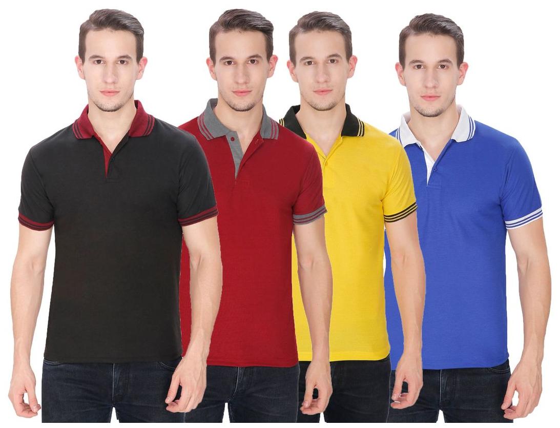 

Baremoda Men s Polo T Shirt Black Maroon Yellow Blue Combo Pack of 4