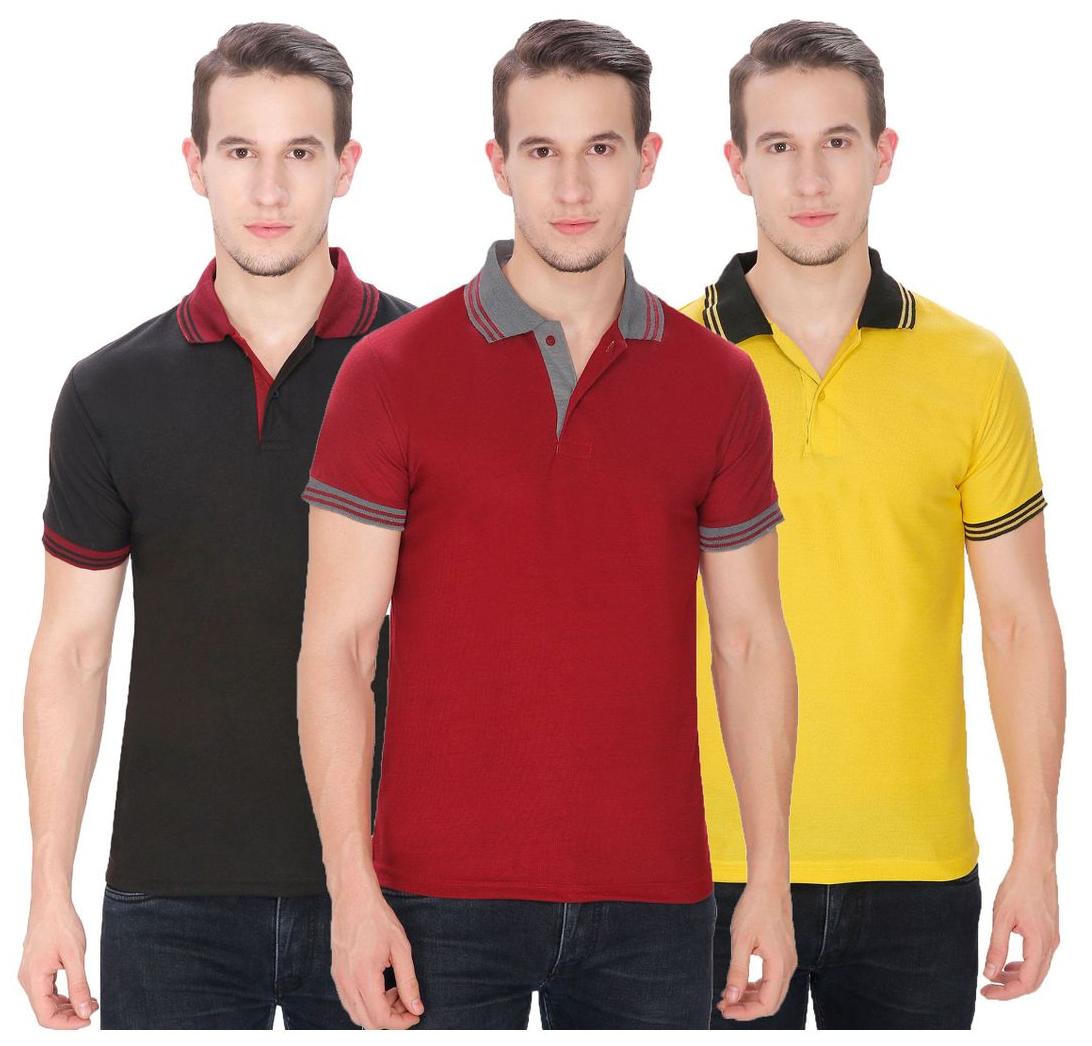

Baremoda Men Multi Regular fit Cotton Polo collar T-Shirt - Pack Of 1