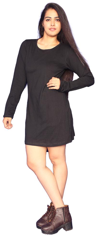 

indirage Black Solid T shirt dress