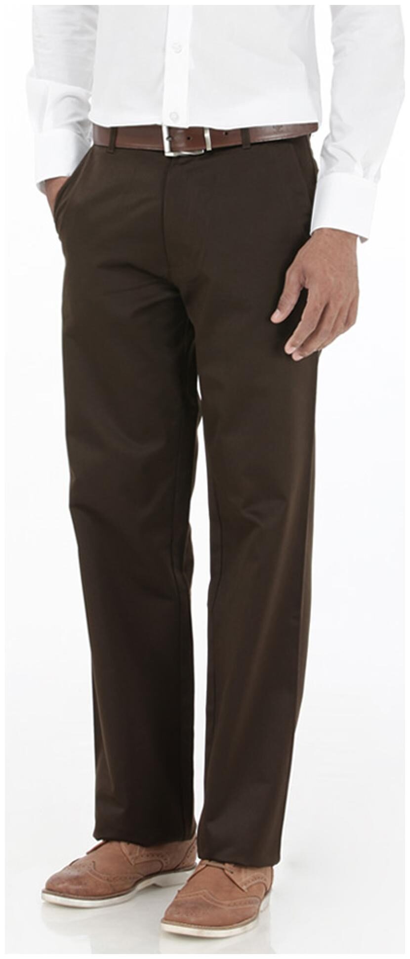 

BASICS Men Brown Solid Regular fit Regular trousers