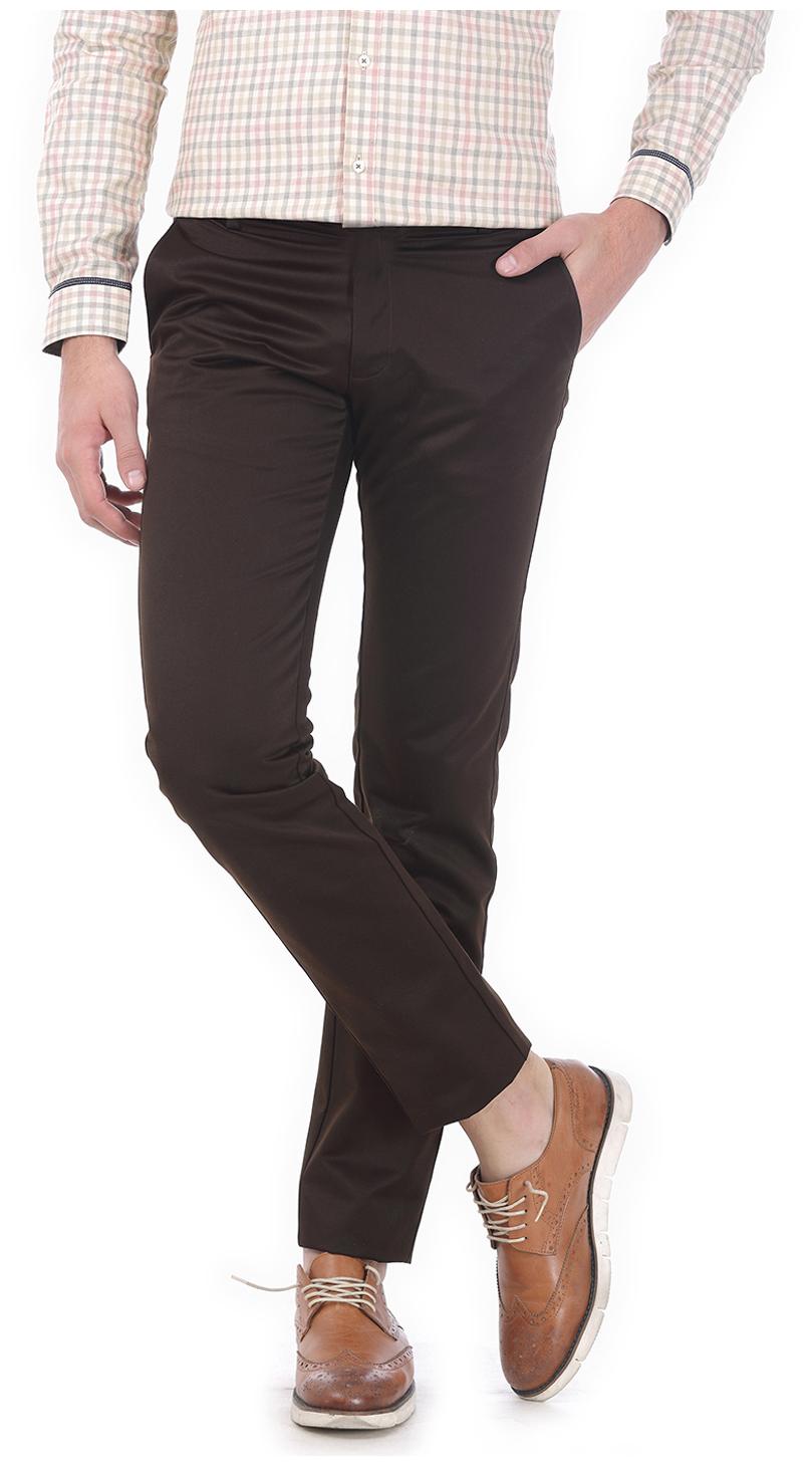

BASICS Men Brown Solid Tapered fit Regular trousers