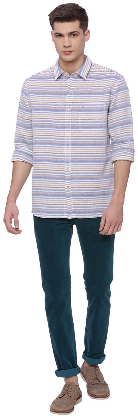 

BASICS Men Blue Striped Skinny fit Chinos