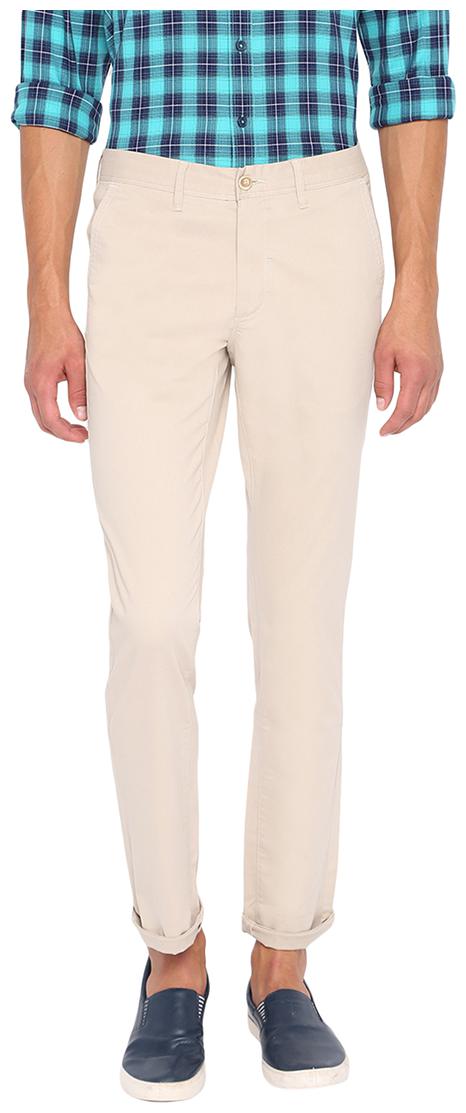 

BASICS Men Beige Solid Tapered fit Regular trousers