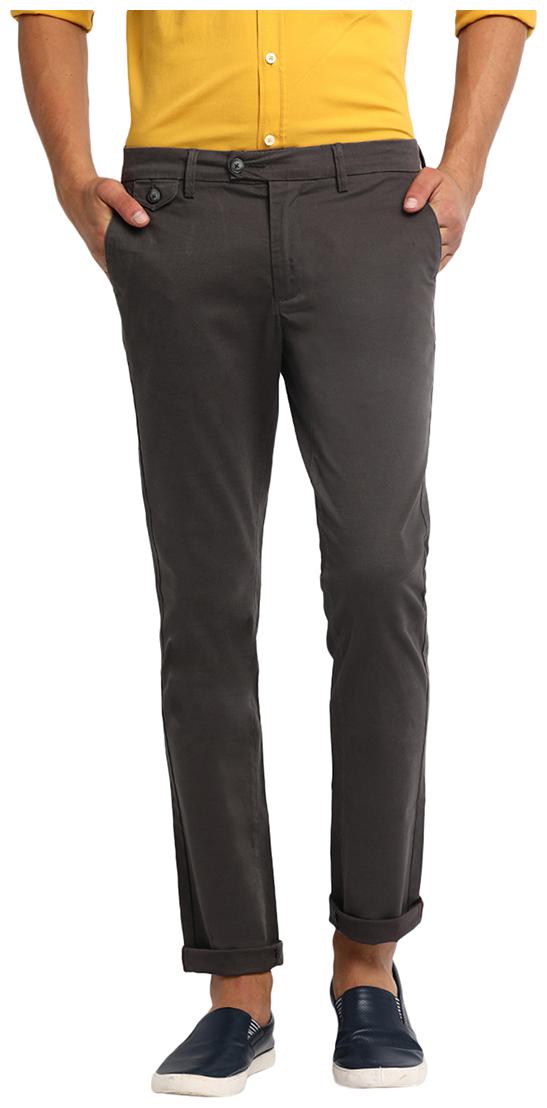 

BASICS Men Grey Solid Skinny fit Regular trousers