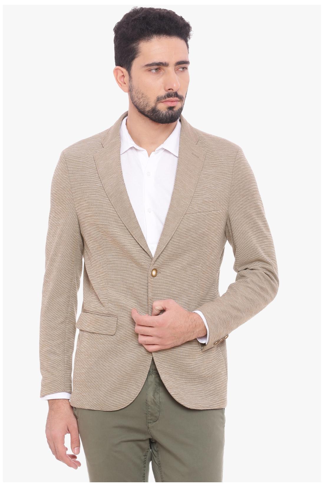 

BASICS CASUAL SELF MID BROWN TERRY RAYON ELASTANE COMFORT BLAZER