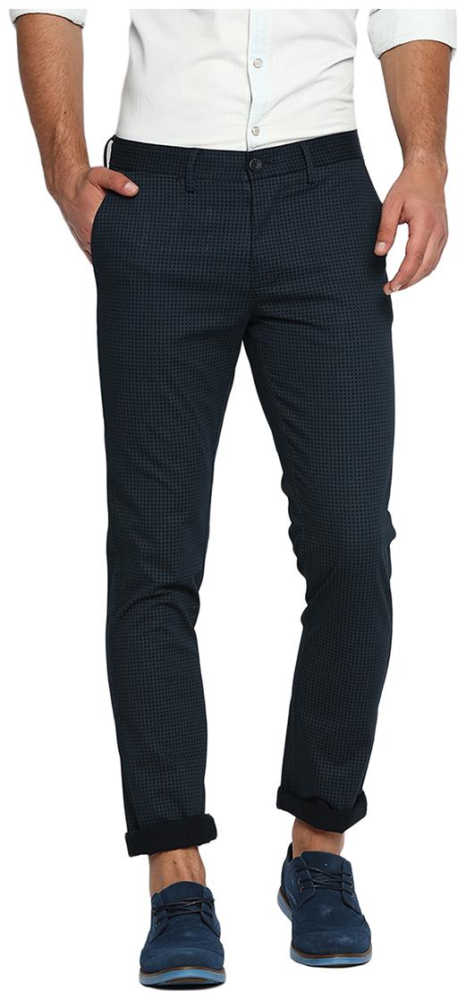 

BASICS Men Blue Printed Skinny fit Regular trousers