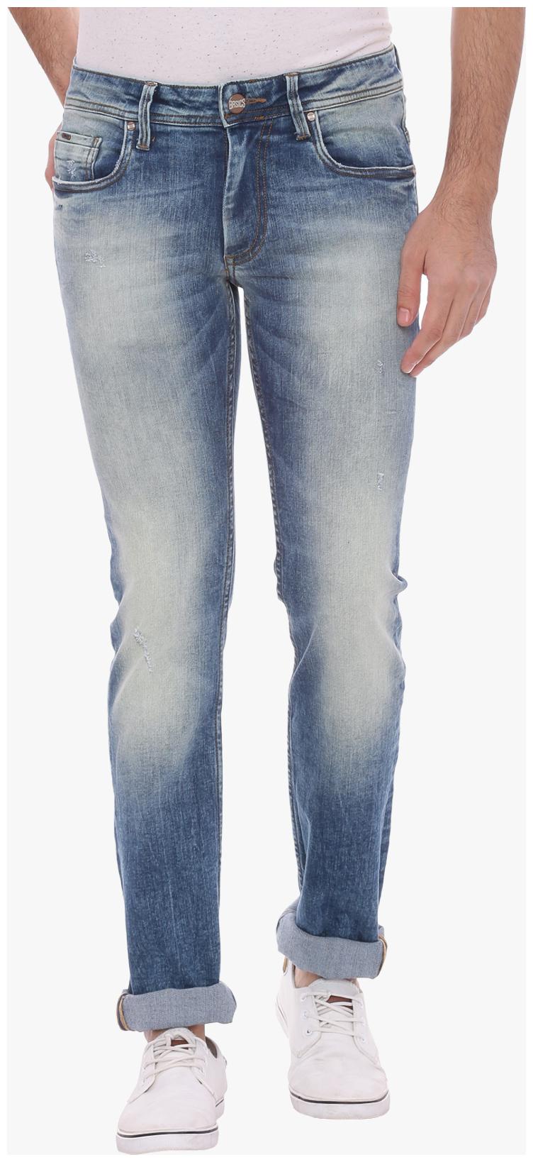 

BASICS CASUAL PLAIN BLUE COTTON POLY ELASTANE SUPER SKINNY JEANS