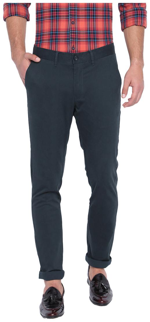 

BASICS Men Blue Printed Skinny fit Regular trousers