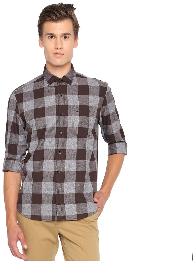 

BASICS Men Brown Checked Slim Fit Casual Shirt