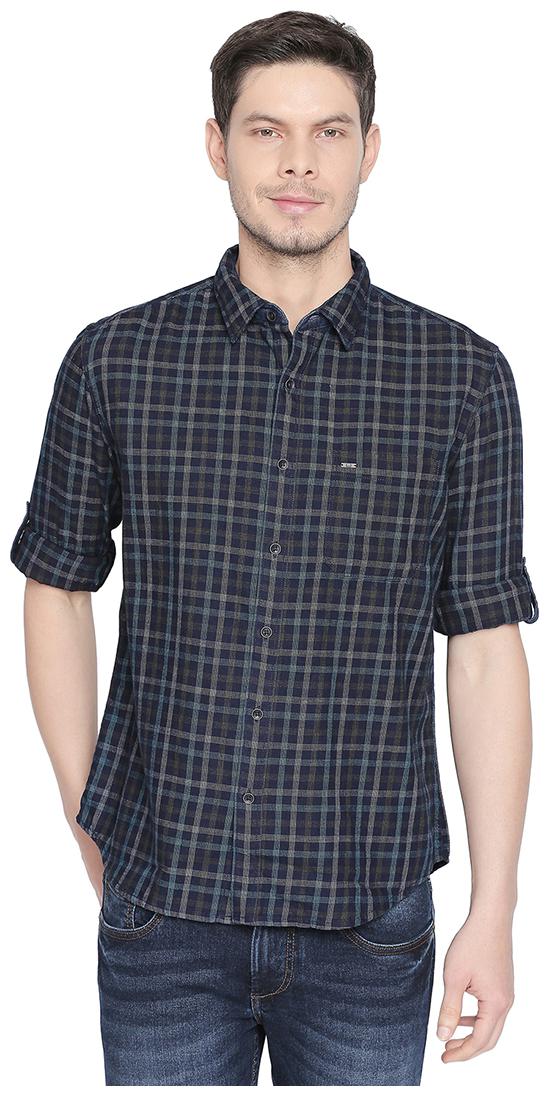 

BASICS Men Green Checked Slim Fit Casual Shirt